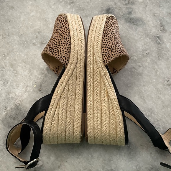 Sole Society So-Channing Black and Tan Dotted Calf Hair Espadrille Wedges - Picture 11 of 16